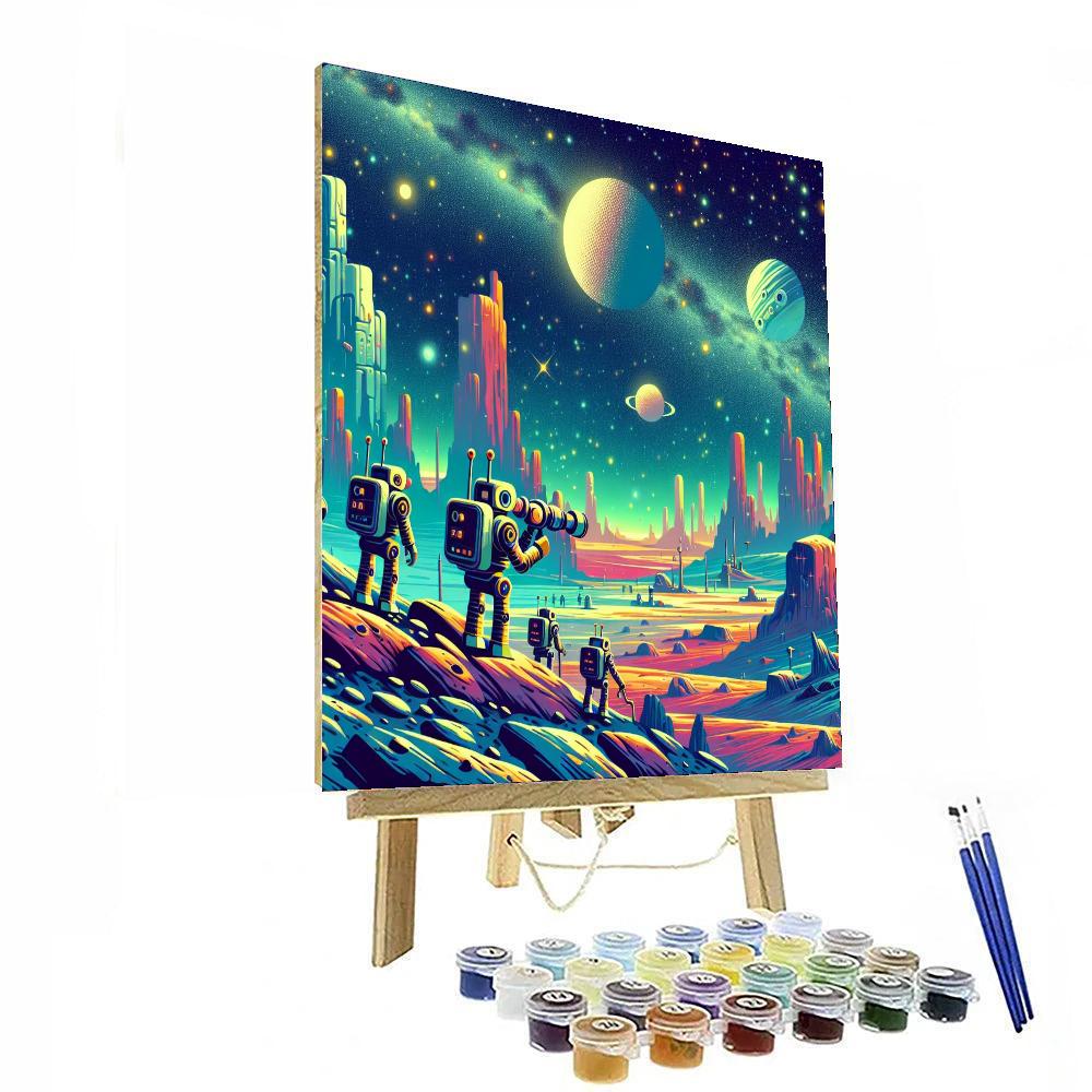 Robot Explorers In Space Painting Number Kit