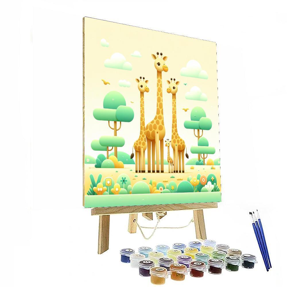 Gentle Giraffe Family Paint By Color