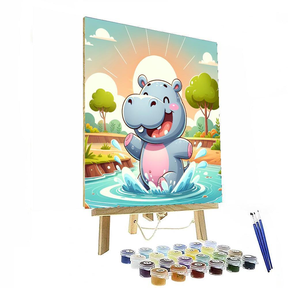 Playful Hippo Paint By Numbers Art