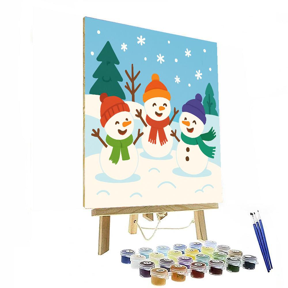 Playful Snowmen Paint By Numbers