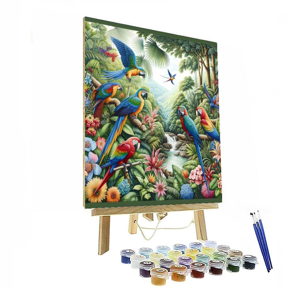 Joyful Tropical Birds Number Painting