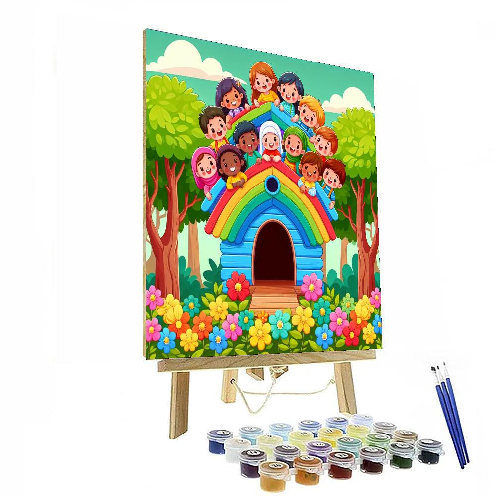 Charming Treehouse Escape Paint By Numbers Art