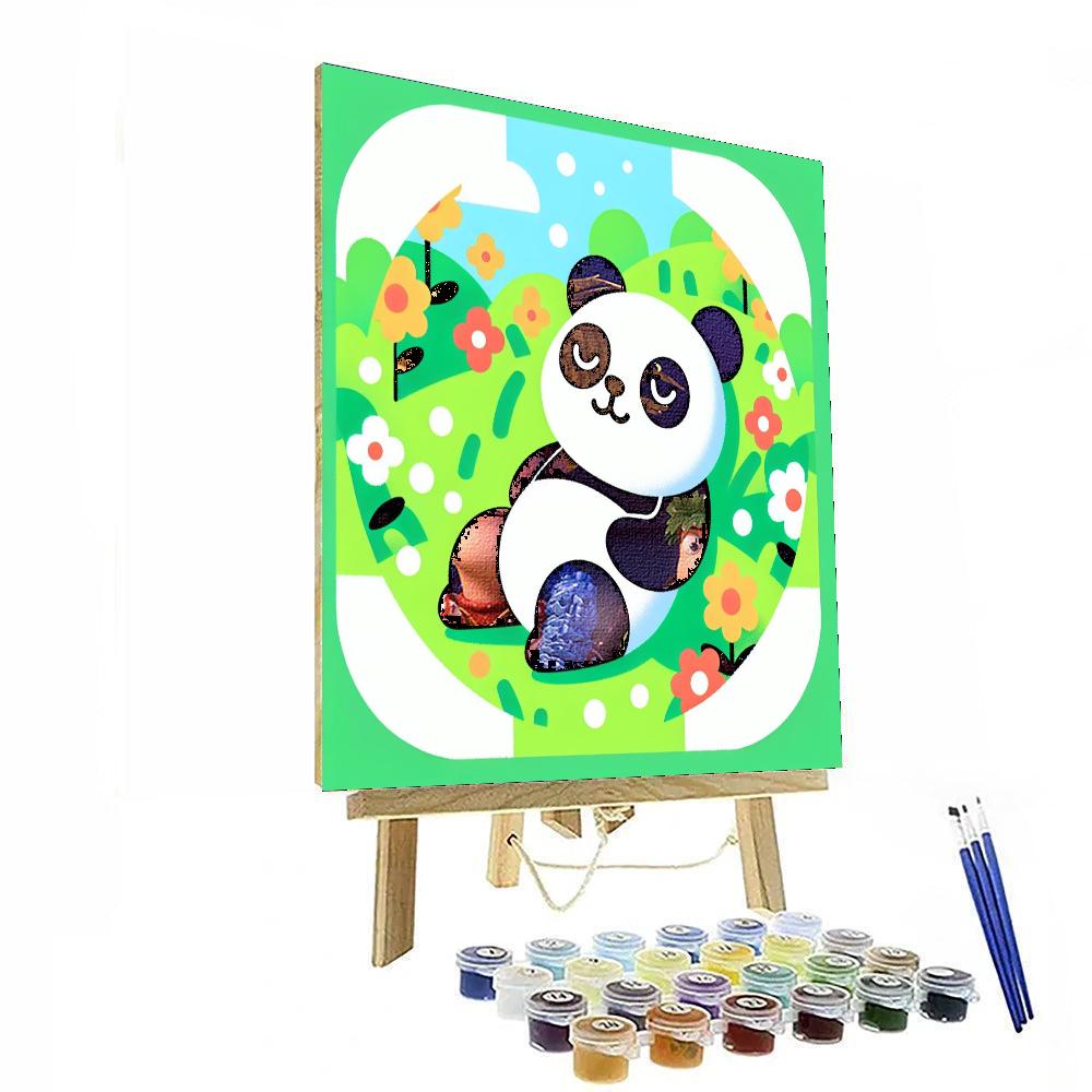 Panda's Peaceful Meadow Paint By Numbers Art
