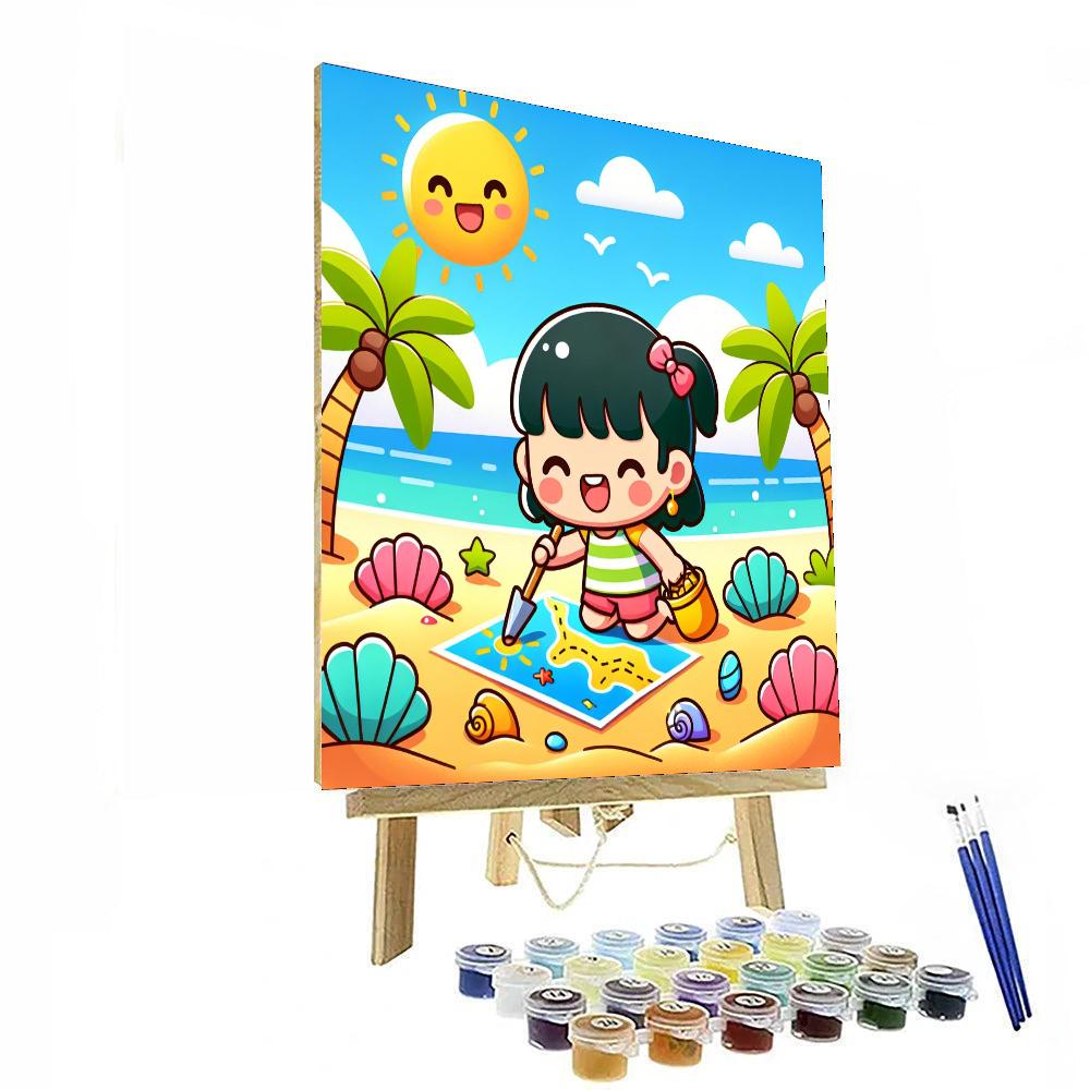 Tropical Beach Treasure Hunt Painting Number Kit