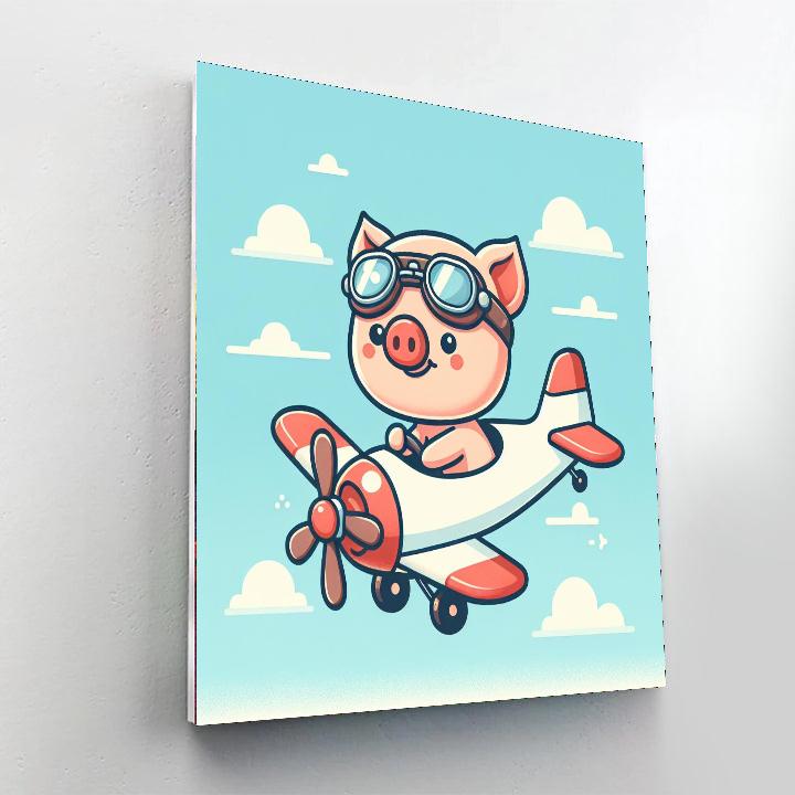 Adventure Aviator Piglet Number Painting