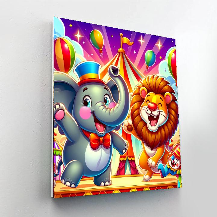 Whimsical Circus Animals Paint By Numbers Art