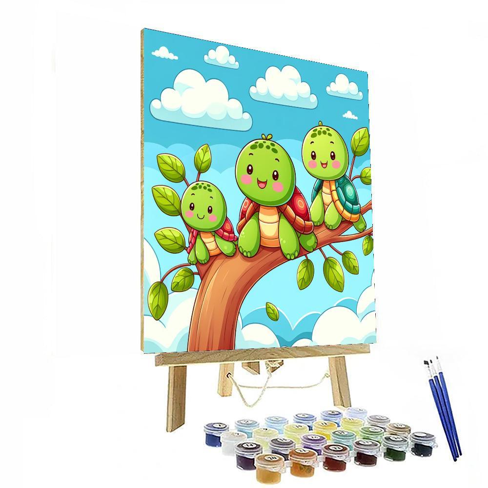 Cheerful Treetop Turtles Paint By Number