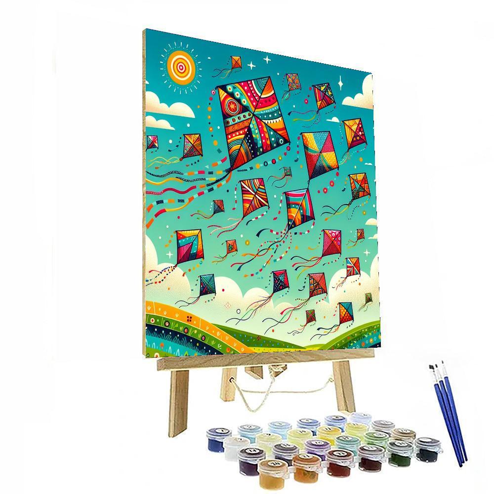 Rainbow Adventure With Kites Painting By Numbers Kit