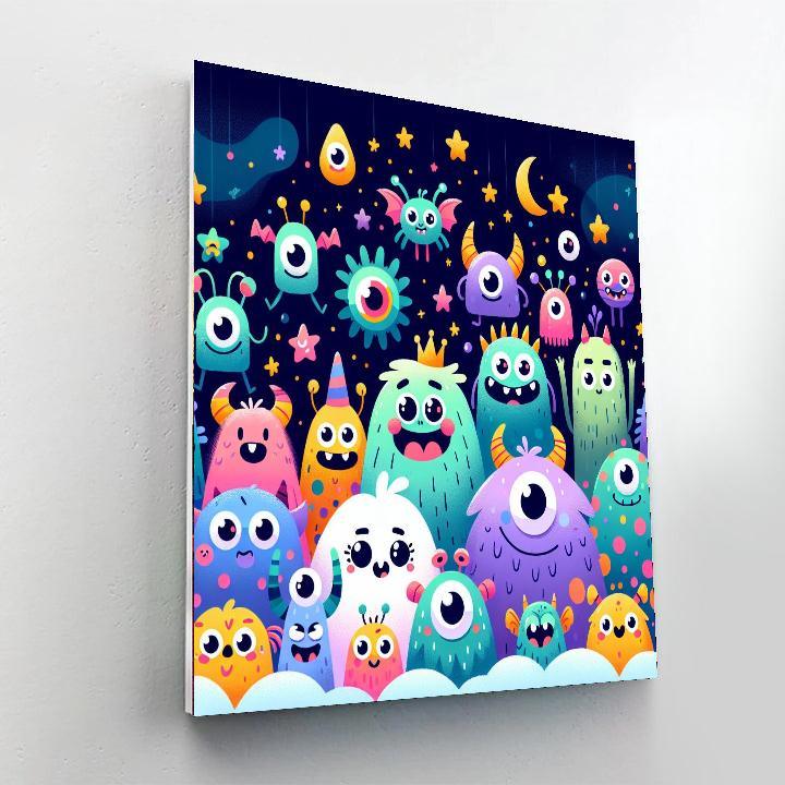 Cheerful Monster Friends DIY Paint By Numbers