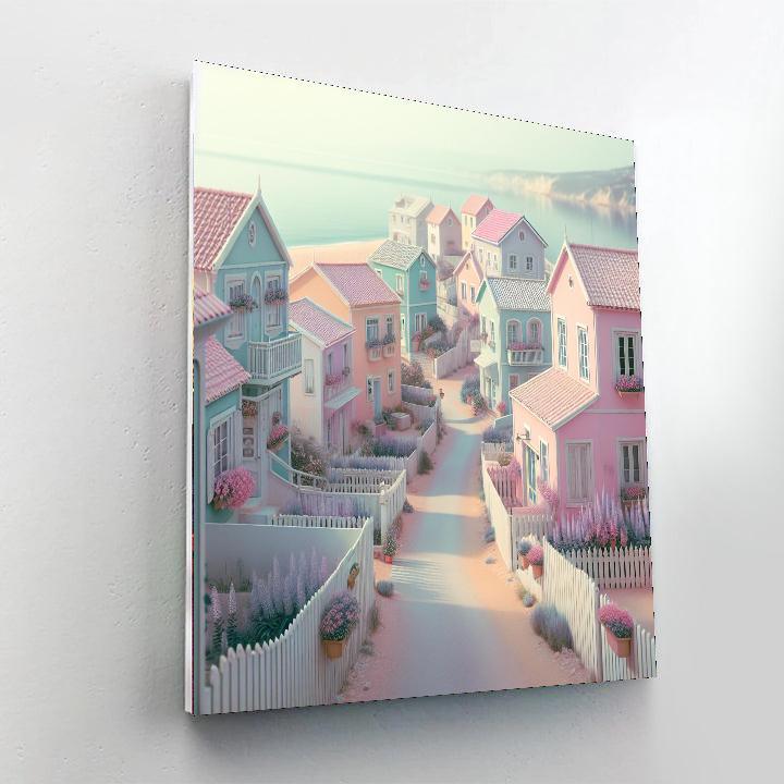 Pastel Coastal Village Numbered Painting Kits