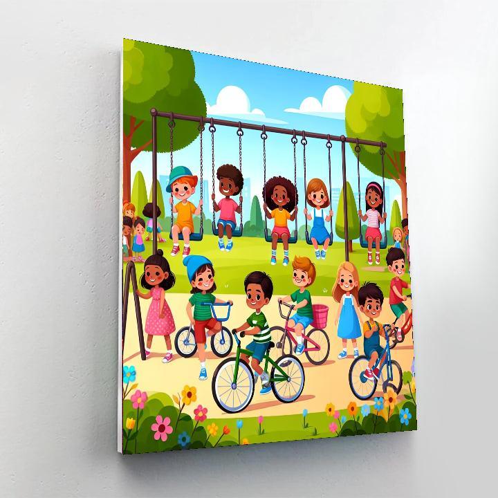 Lively City Park Adventure Number Painting