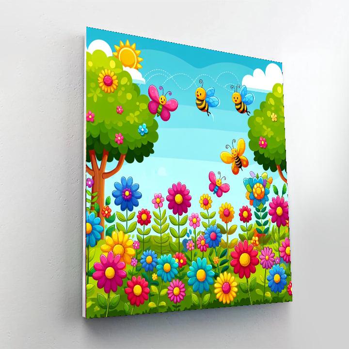 Colorful Rainbow Garden Number Painting