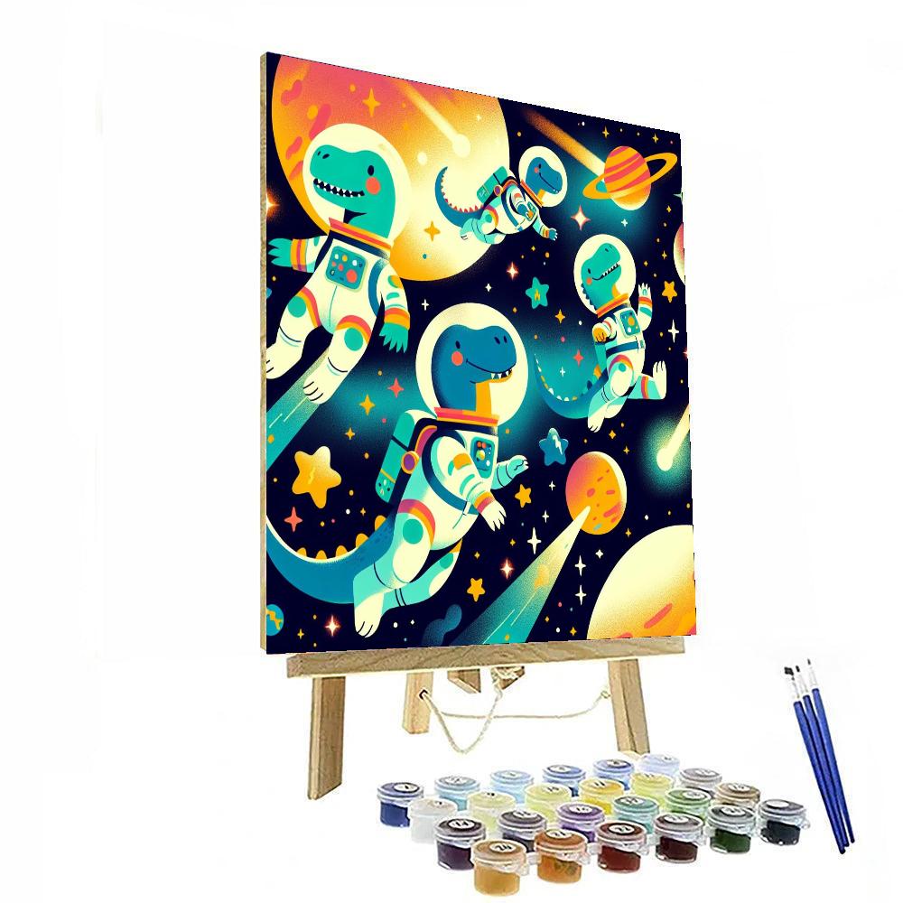 Galactic Dinosaur Trek Paint By Numbers Art