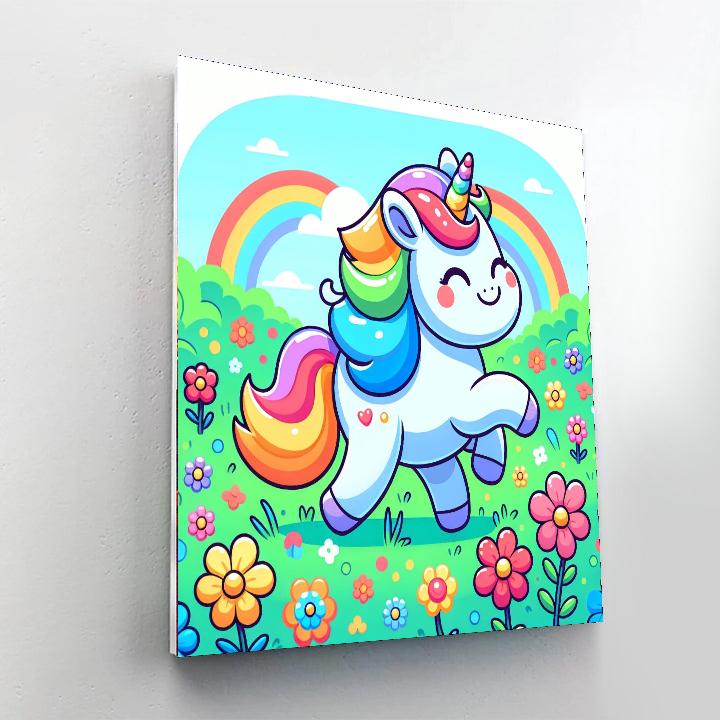 Playful Baby Unicorn Painting Number Kit