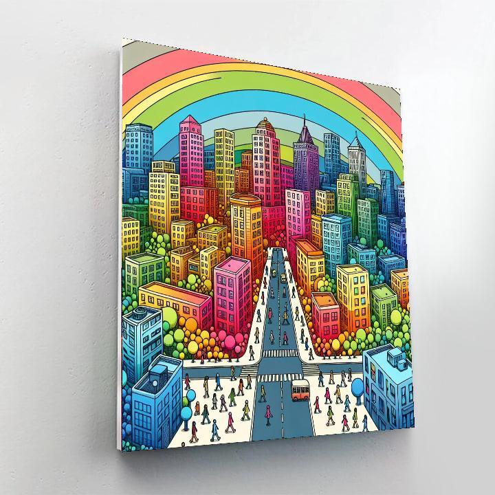 Rainbow Cityscape Number Painting