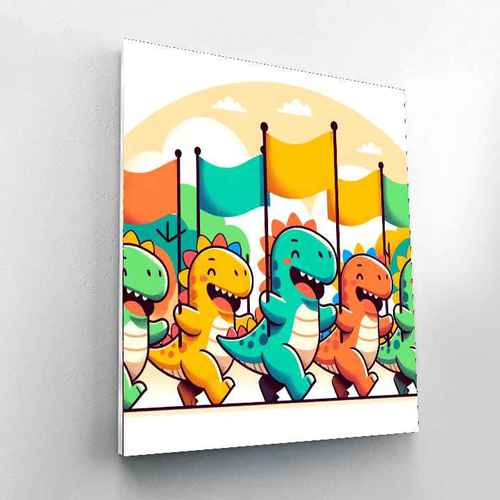 Friendly Dinosaur Parade Number Painting