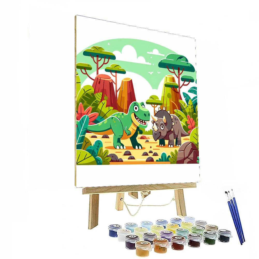 Friendly Dino Expedition Paint By Numbers Art
