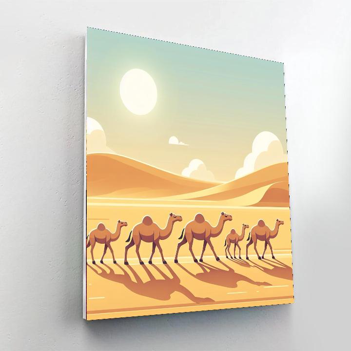 Sandy Desert Caravan Number Painting