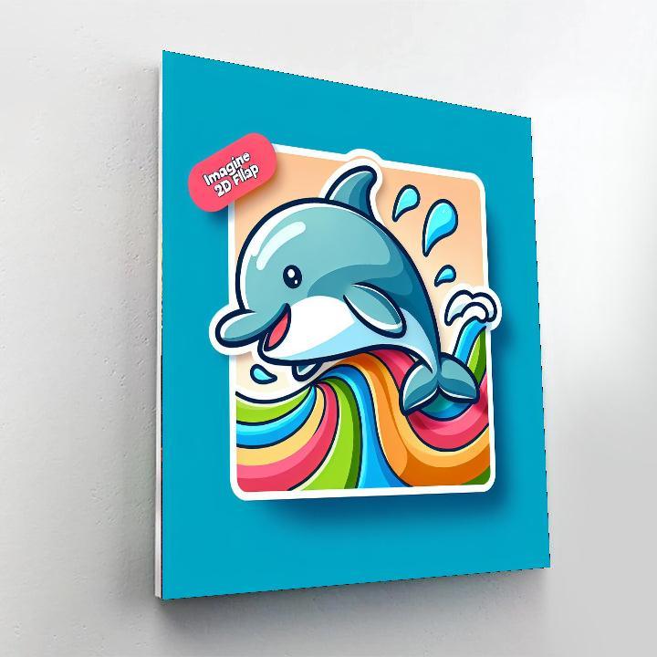 Rainbow Dolphin Waves Paint By Color