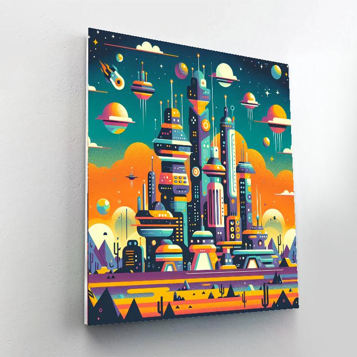 Friendly Space Colony Painting By Numbers Kit