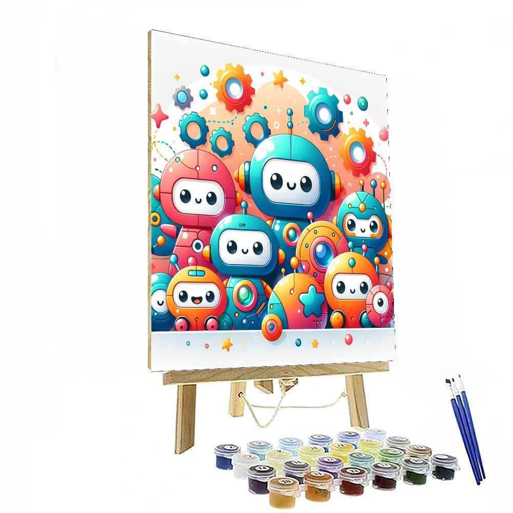 Robot Friends Adventure Paint By Numbers Art