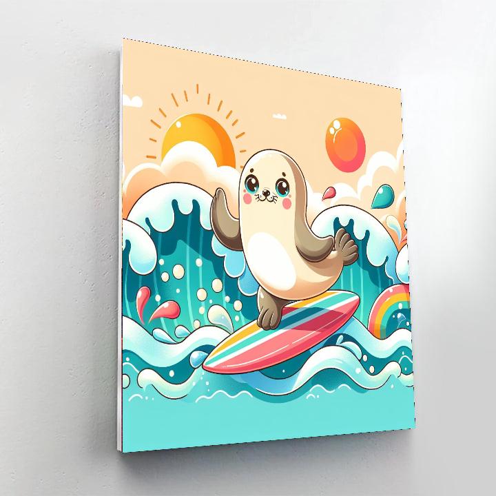 Silly Seals Surfing Numbered Painting Kits