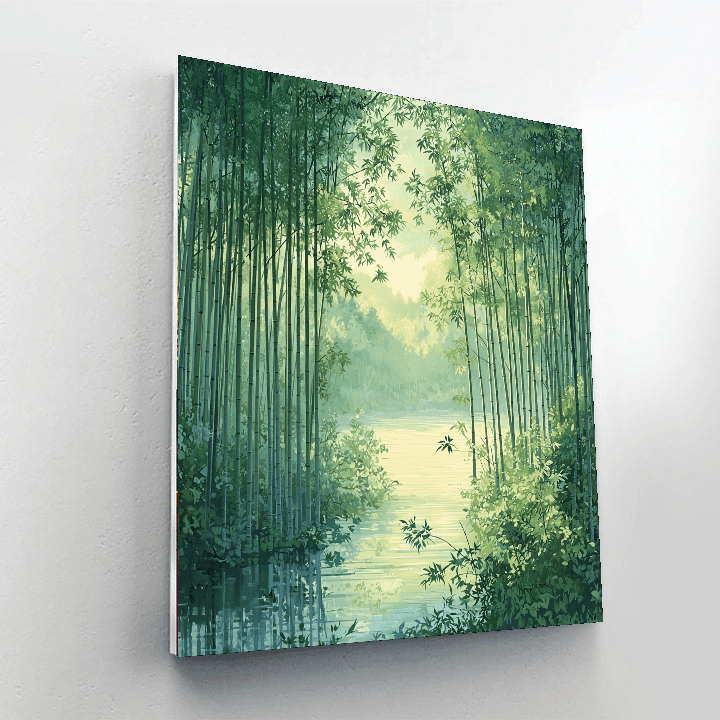 Sesshū Tōyō Inspired Zen Bamboo Grove  Paint By Color