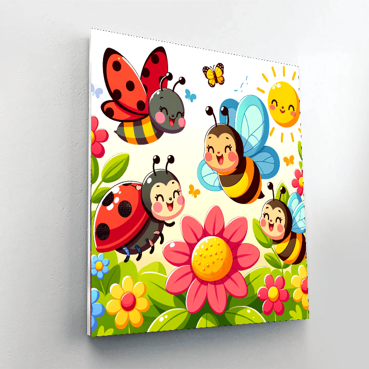 Cheerful Garden Bugs Numbered Painting Kits