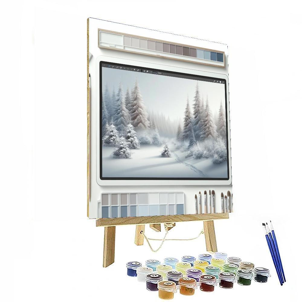 Peaceful Winter Woods Painting Number Kit