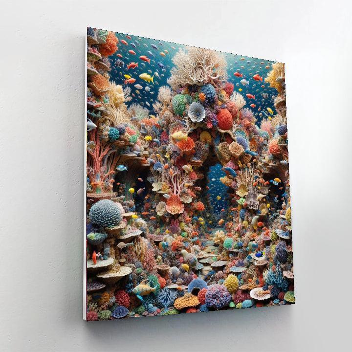 Vivid Coral Reef Scene Number Painting
