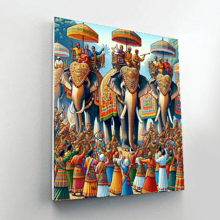 Surin Elephant Round-up - Thailand Number Painting