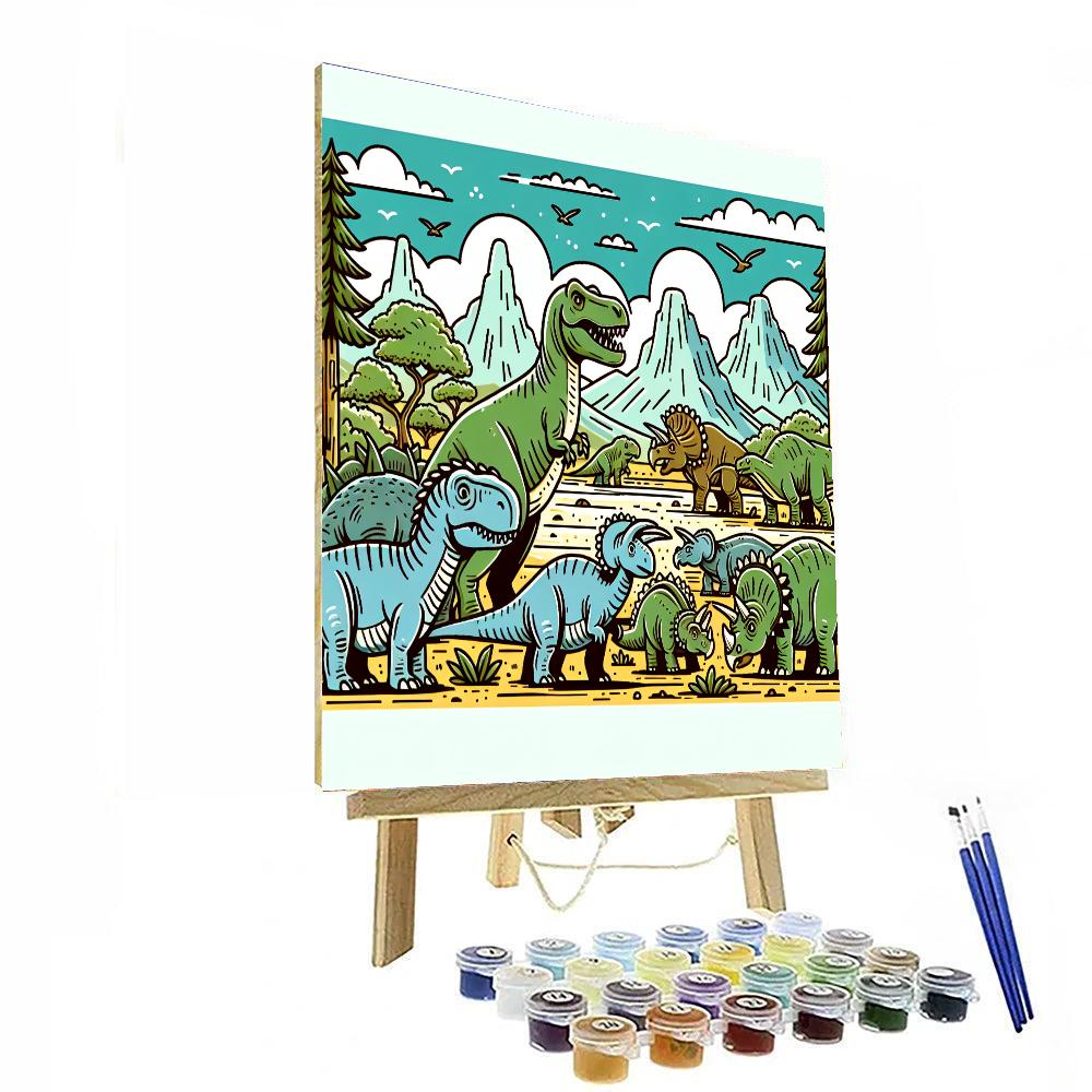 Dino World: The Era Of Dinosaurs Number Painting