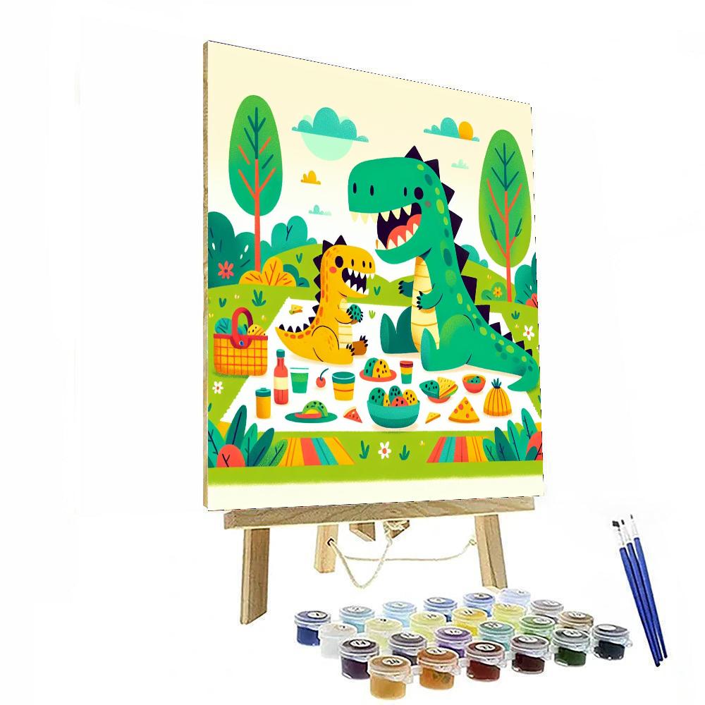 Friendly Dinosaur Picnic Numbered Painting Kits