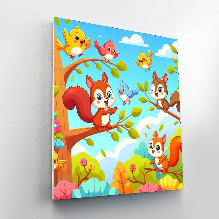 Happy Treetop Adventures Paint By Numbers Art