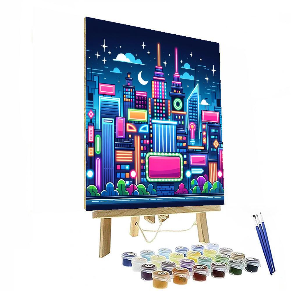 Neon Nightscape Paint By Numbers Art