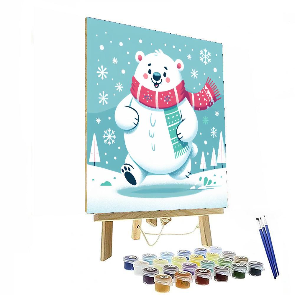 Cheery Polar Bear Painting Number Kit