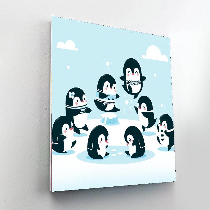 Peppy Penguin Dance Number Painting