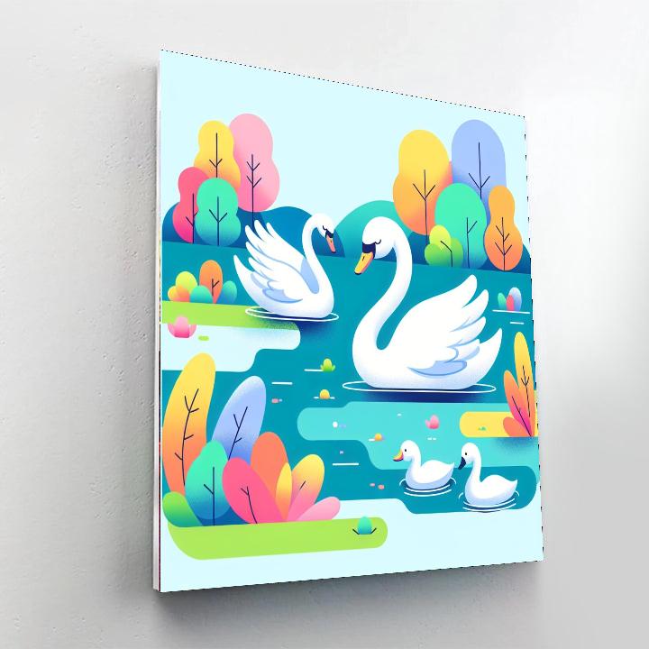 Swan's Silvery Stream Paint By Numbers