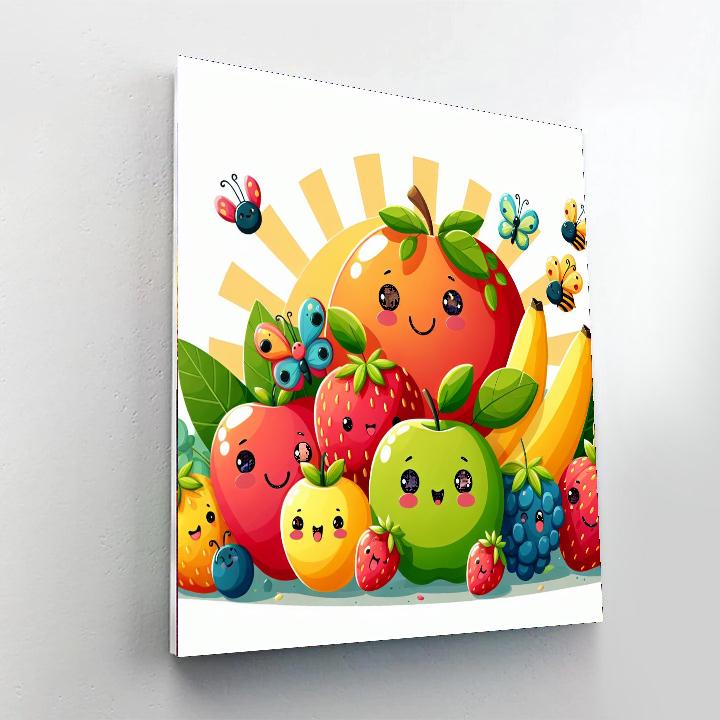 Colorful Fruit Fiesta Number Painting