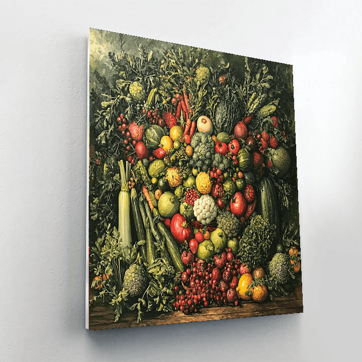 Giuseppe Arcimboldo Inspired Vibrant Vegetables  Paint By Color