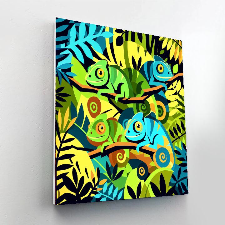 Colorful Chameleons' Jungle Hide And Seek Paint By Numbers Kits