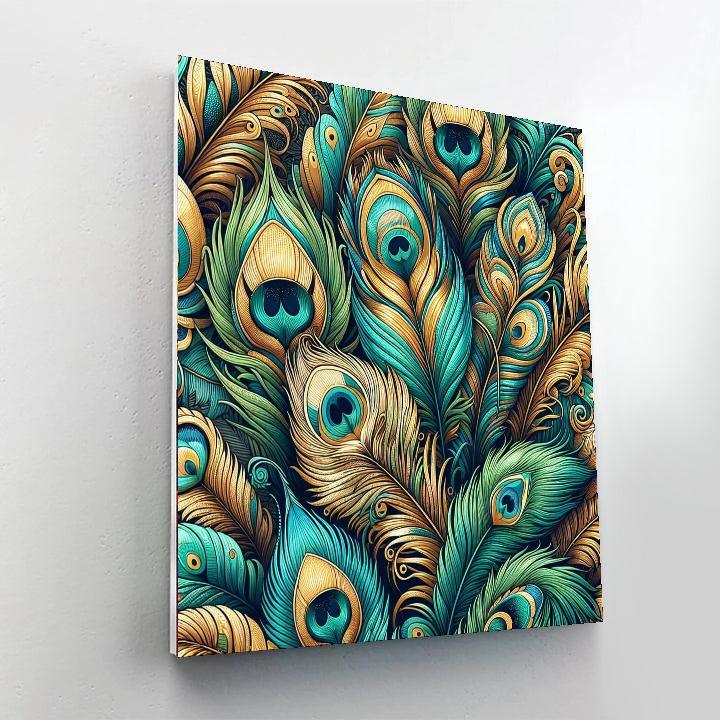 Peacock Feathers Wallpaper Paint By Number