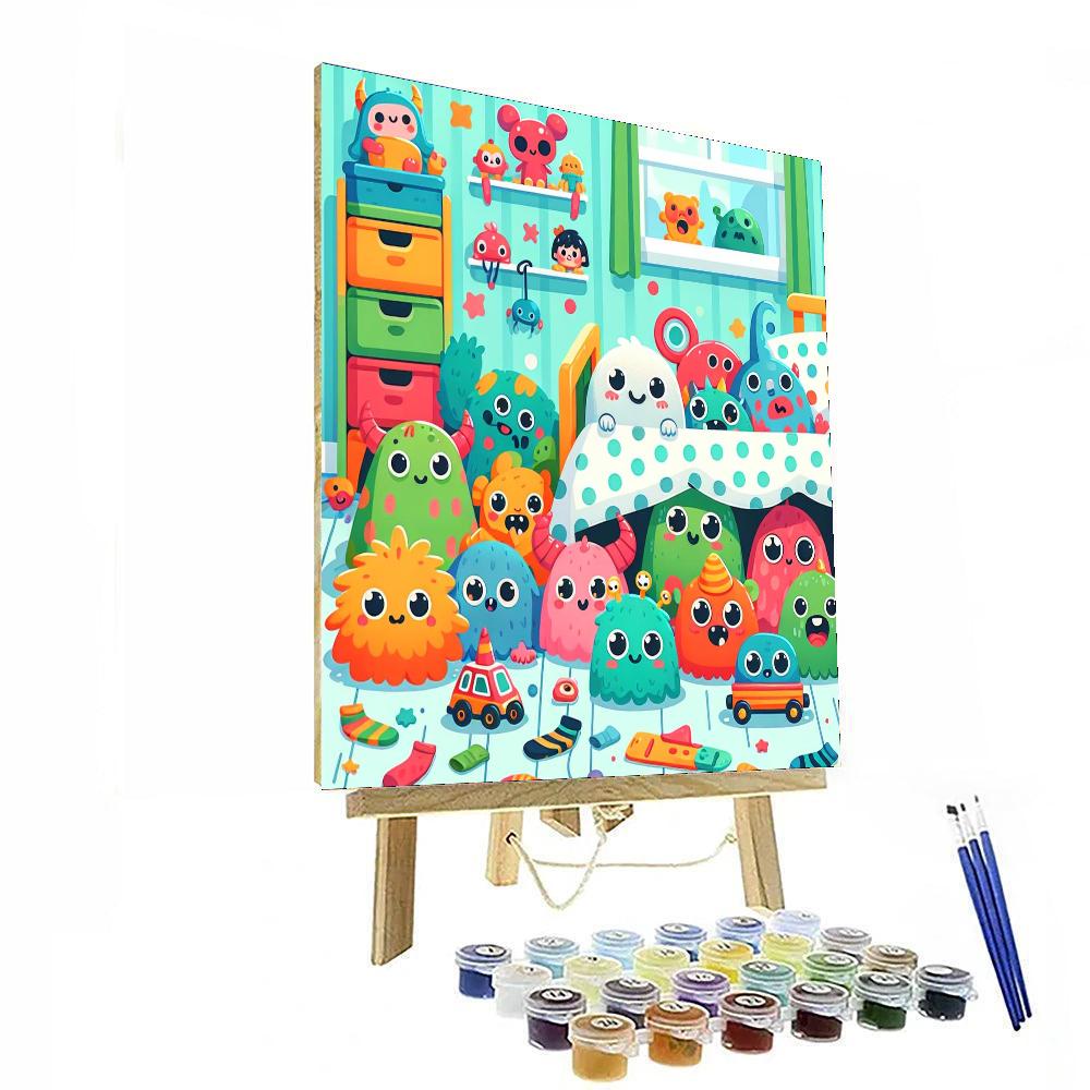 Playful Monsters Under The Bed Paint By Numbers Art