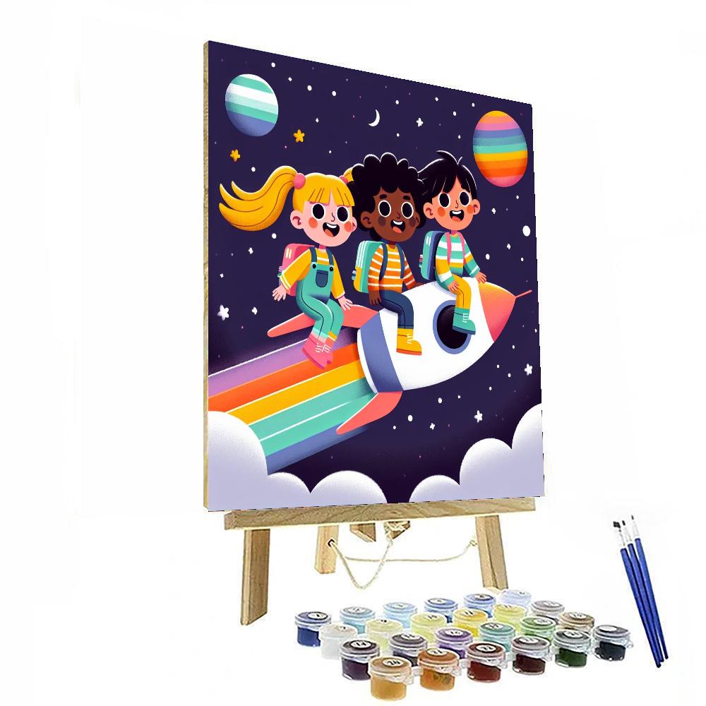 Rocket To Rainbow World Painting By Numbers Kit