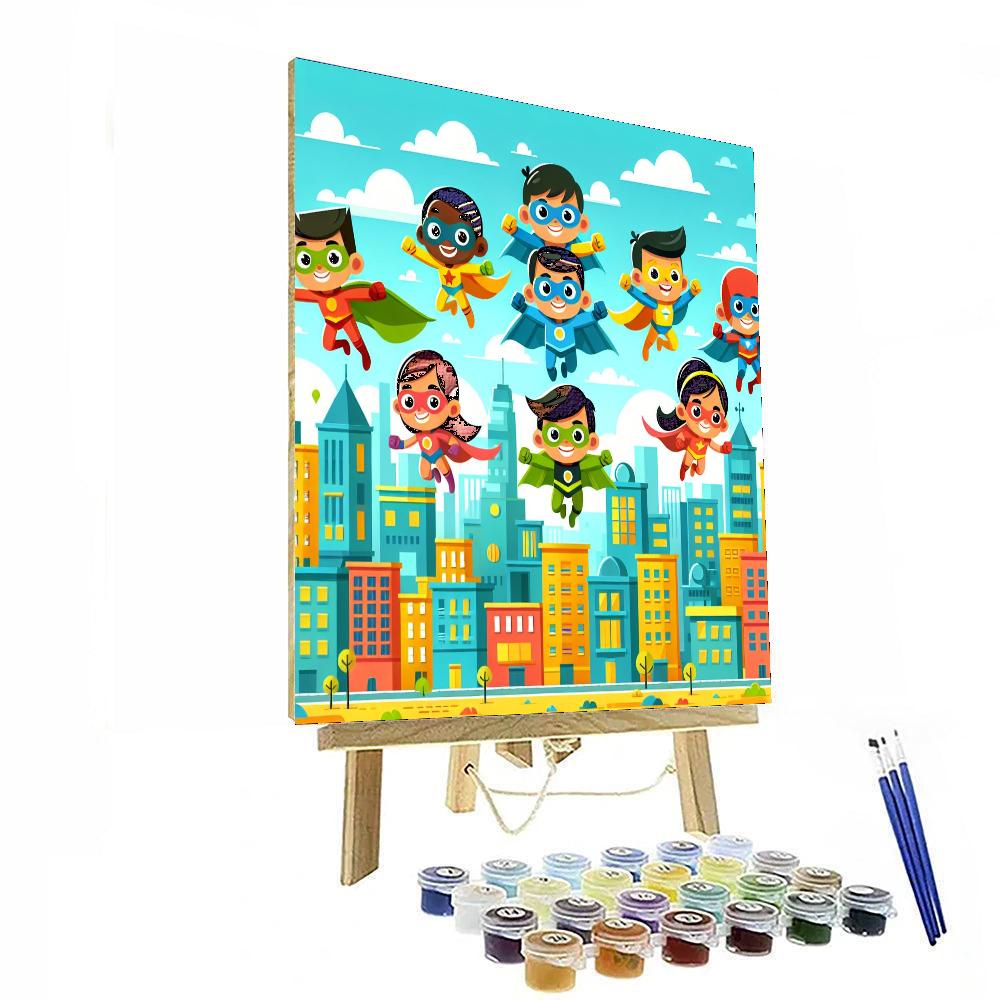 Joyful Superhero Squad Paint By Numbers