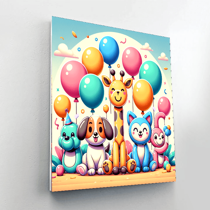 Whimsical Balloon Animals DIY Paint By Numbers