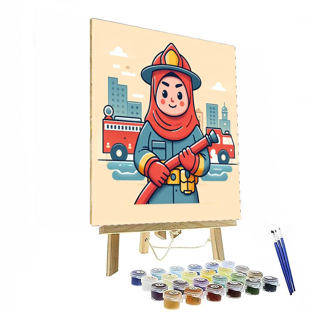 Brave Firefighter Hero Painting Number Kit