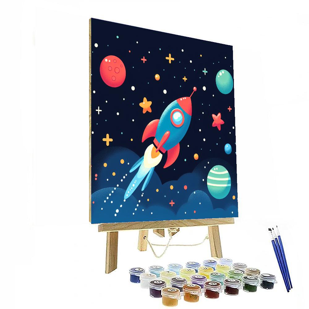 Cosmic Rocket Journey Number Painting
