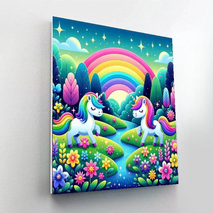Rainbow Unicorns In The Enchanted Meadow Paint By Number