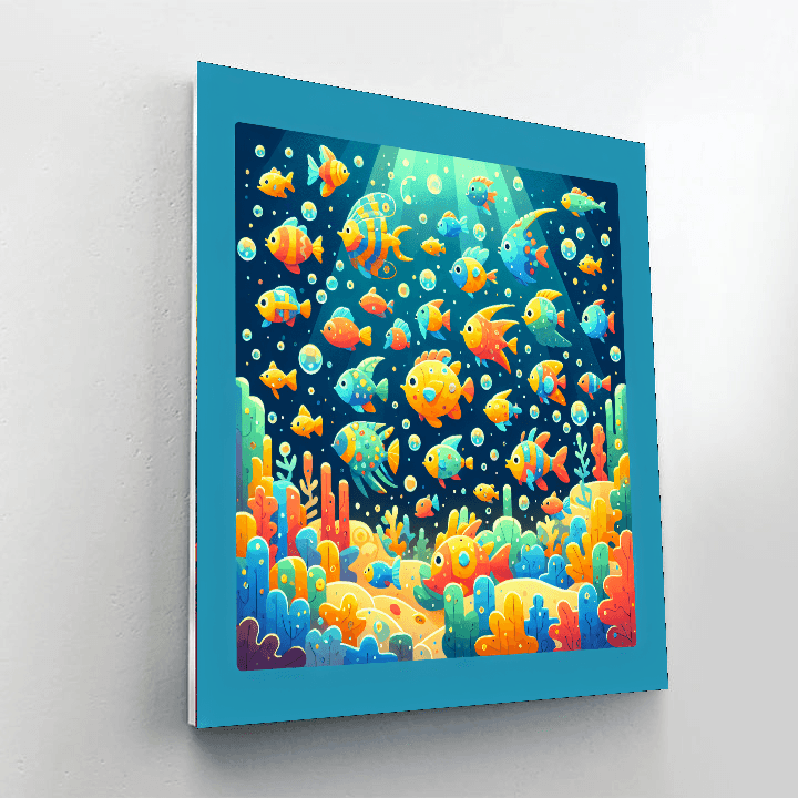 Underwater Adventure With Colorful Fish Painting By Numbers Kit